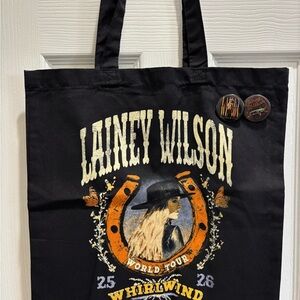 Lainey Wilson Black Tote Bag with Graphic Design